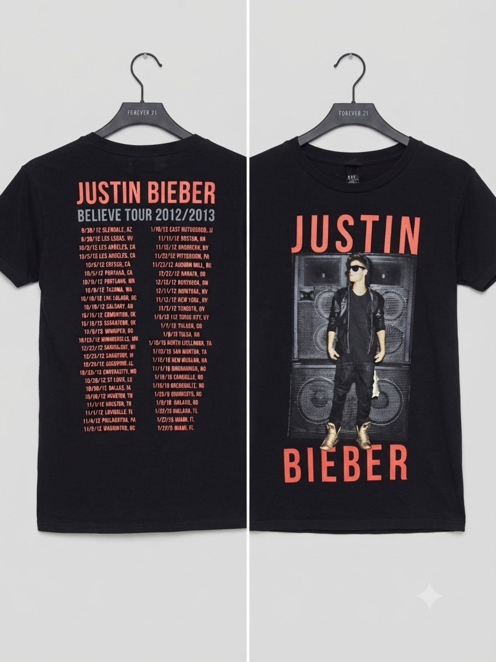 Black Justin Bieber Graphic Tour T‑Shirt